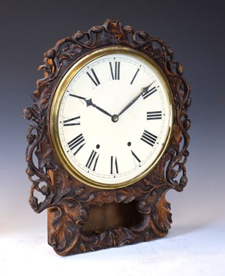 Lot 530 - Late 19th Century carved oak shelf clock