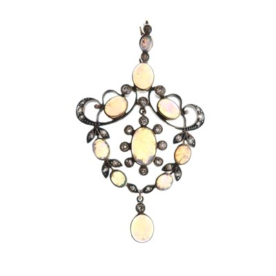 Lot 307 - Edwardian opal and diamond pendant