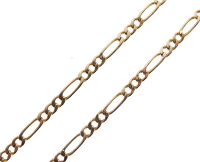 Lot 57 - Yellow metal (9K) Figaro-link necklace