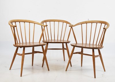 Lot 433 - Three Ercol light elm Model 338 fireside elbow chairs