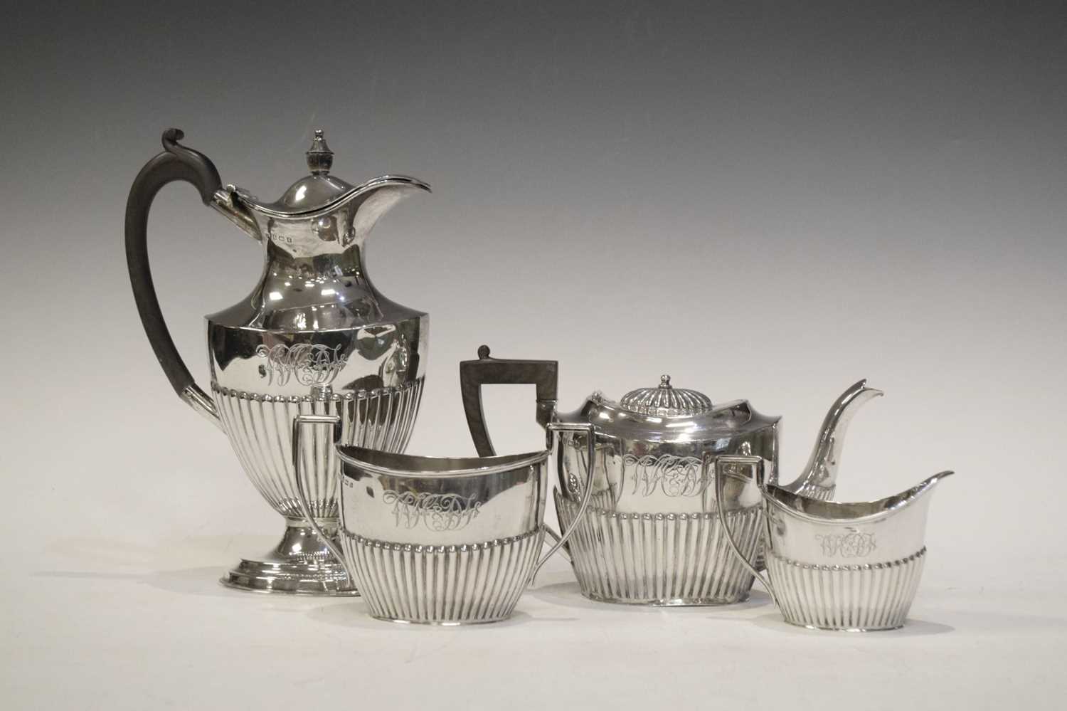 Lot 122 - Edwardian silver four-piece tea set