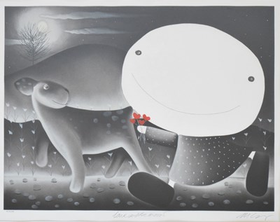 Lot 506 - Mackenzie Thorpe - Limited edition print - 'Love under the Moon'