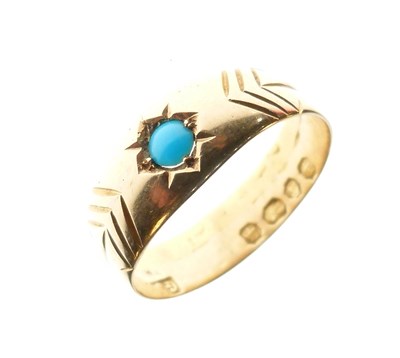 Lot 11 - 18ct gold ring set turquoise cabochon