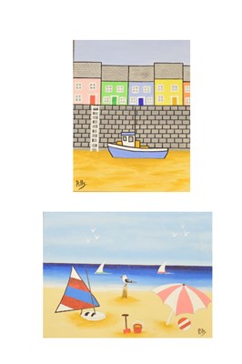 Lot 400 - A.C. Pillinger (Pills) - Two acrylics - Seaside Views