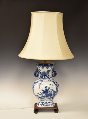 Lot 347 - Chinese blue and white porcelain lamp