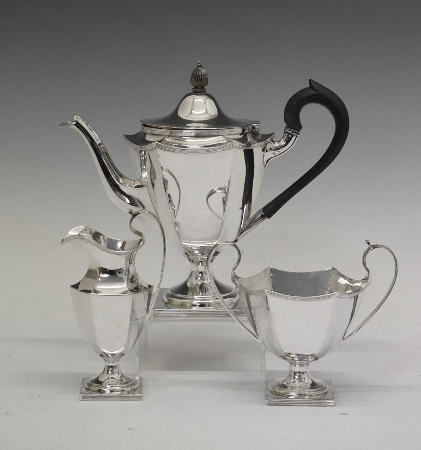 Lot 338 Edwardian silver threepiece coffee set