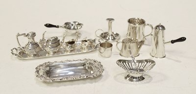 Lot 160 - Miniature four-piece silver tea set and novelty domestic wares