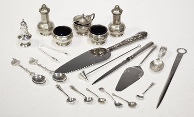 Lot 149 - George VI five-piece silver condiment set and sundry silver
