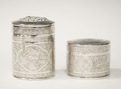 Lot 163 - Two Eastern white metal pots