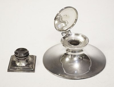 Lot 150 - George V silver square inkwell and large capstan inkwell
