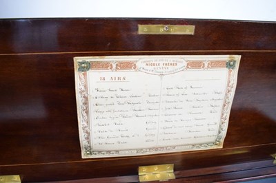 Lot 175 - Fine Swiss Nicole Freres (Geneve) inlaid rosewood-cased 18-air cylinder musical box