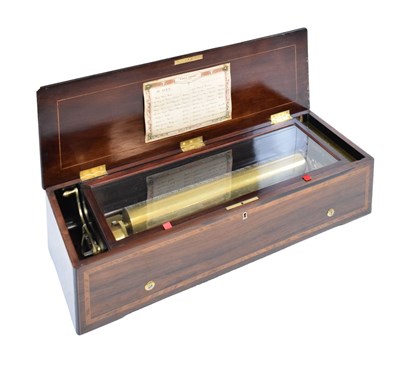 Lot 175 - Fine Swiss Nicole Freres (Geneve) inlaid rosewood-cased 18-air cylinder musical box