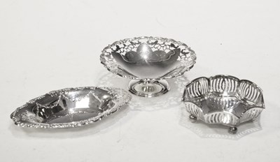 Lot 152 - George V silver octagonal pierced dish and two other dishes