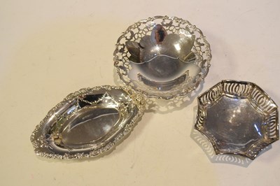 Lot 152 - George V silver octagonal pierced dish and two other dishes