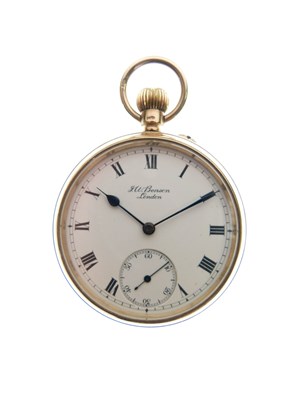 Lot 271 - J.W. Benson 9ct gold open-faced keyless wound pocket watch