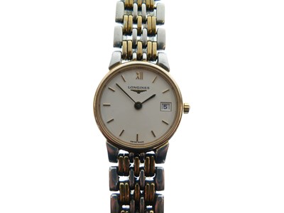 Lot 111 - Longines - Lady's two-tone stainless steel bracelet watch