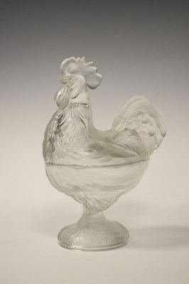 Lot 311 - Press glass Cockerel sweet jar