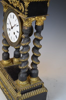 Lot 461 - 19th Century French ebonised portico clock