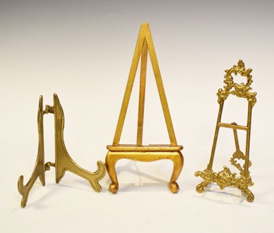 Lot 250 - Rocco-style gilt metal table-top easel and two others