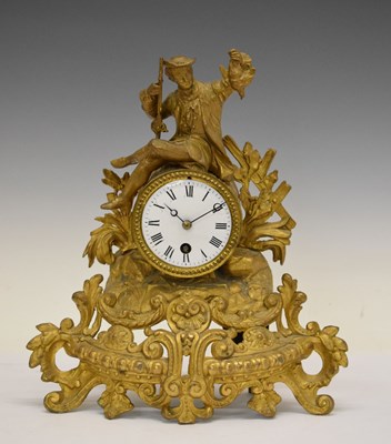 Lot 421 - Gilt spelter mantel clock