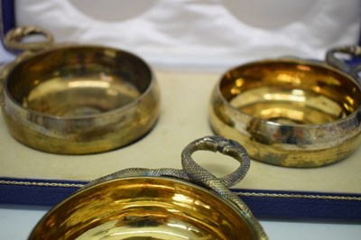 Lot 89 - Cased pair of George V silver-gilt tasse de vin cups