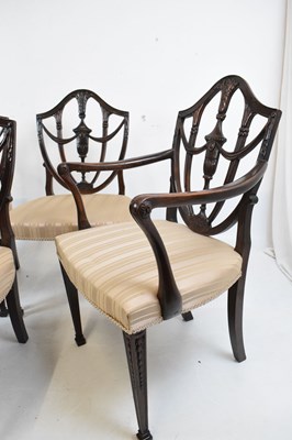 Lot 193 - Set of twelve Hepplewhite style shield back chairs