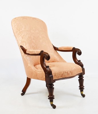 Lot 438 - Mid-19th Century mahogany and upholstered library chair