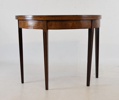 Lot 479 - George III mahogany demi-lune card table, 94cm x 45cm x 76cm high