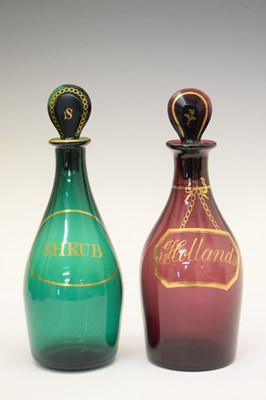 Lot 304 - Four 19th Century coloured glass decanters