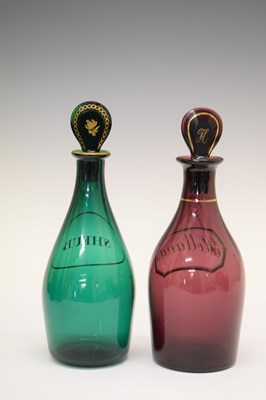 Lot 304 - Four 19th Century coloured glass decanters