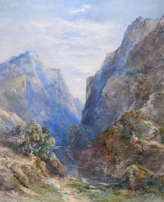 Lot 389 - James Baker Pyne, (1800-1870) - Watercolour - Gorge scene