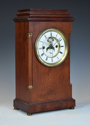 Lot 550 - Unusual late 19th Century French mahogany mantel clock with calendar