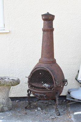 Lot 651 - Cast metal Garden Chimenea on scroll stand