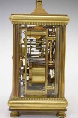 Lot 247 - Early 20th Century brass cased repeater carriage clock