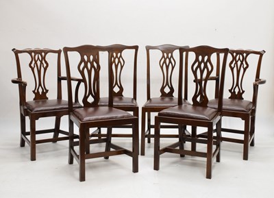 Lot 584 - Set of six Chippendale style mahogany dining chairs