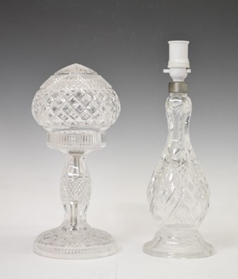 Lot 390 - Waterford crystal-style cut glass table lamp and another cut glass lamp