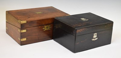 Lot 242 - Brass bound writing slope and rosewood sewing box