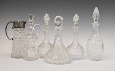 Lot 382 - Five various decanters and a mounted jug