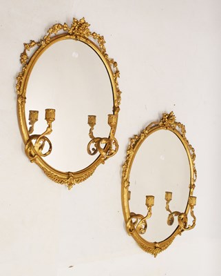 Lot 542 - Pair of reproduction girandole mirrors