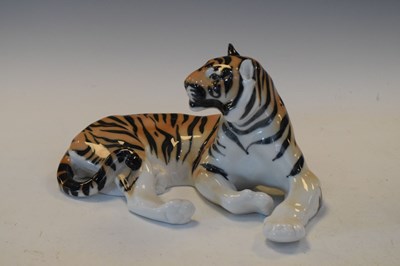 Lot 372 - U.S.S.R porcelain model of a tiger in recumbent pose