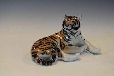 Lot 372 - U.S.S.R porcelain model of a tiger in recumbent pose