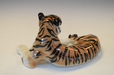 Lot 372 - U.S.S.R porcelain model of a tiger in recumbent pose