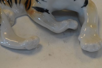 Lot 372 - U.S.S.R porcelain model of a tiger in recumbent pose