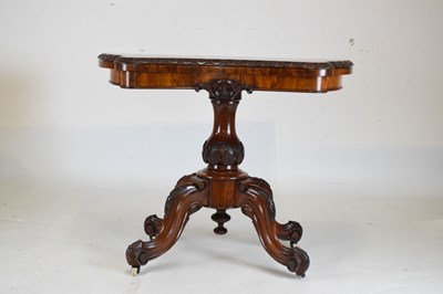 Lot 706 - Victorian figured walnut card table