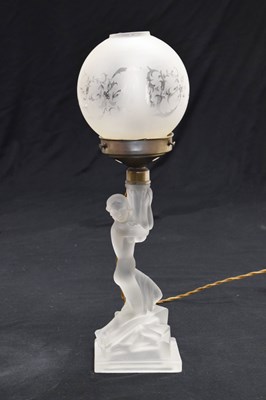 Lot 545 - Art Deco style pressed glass figural table lamp