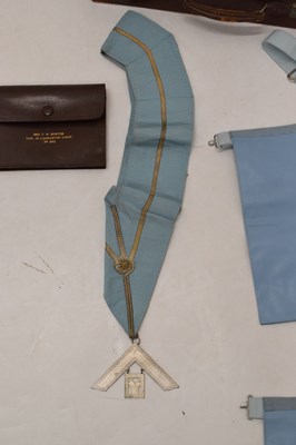 Lot 218 - Masonic regalia/ aprons within two brown leather cases
