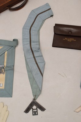 Lot 218 - Masonic regalia/ aprons within two brown leather cases