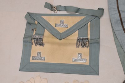 Lot 218 - Masonic regalia/ aprons within two brown leather cases