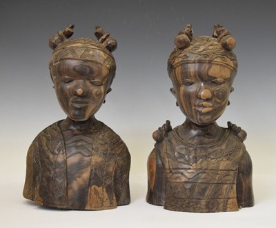 Lot 219 - Pair of African carved hardwood busts