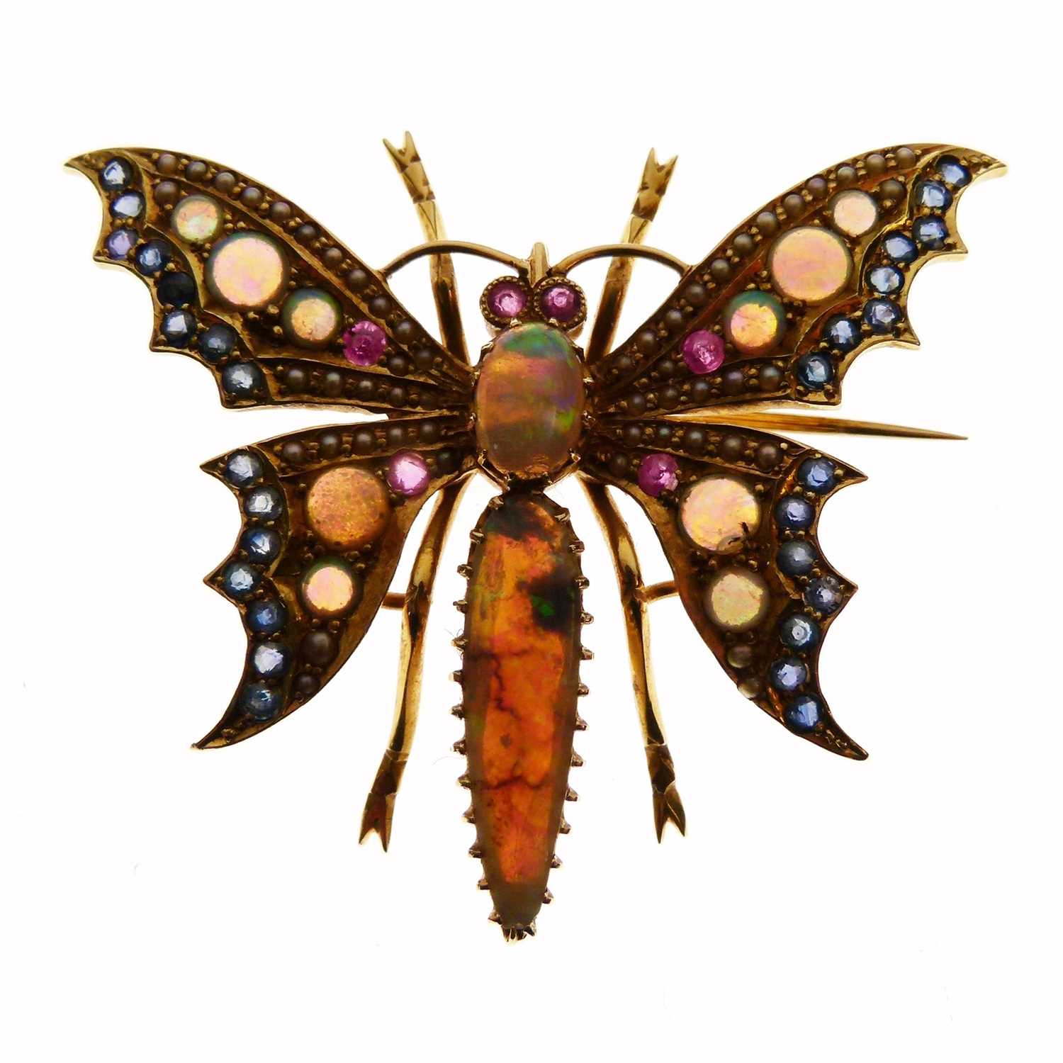 Lot 303 - Multi-gem butterfly brooch